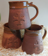Load image into Gallery viewer, Cross Mug Medieval Tankard 20oz Handmade Ceramic Pottery Beer Cider Coffee Cup Anniversary Christmas Present Collectible Unique Gift - Arts and Beauty Ltd
