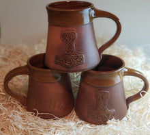 Load image into Gallery viewer, Viking Mug Thor's Hammer Tankard 15oz Handmade Ceramic Pottery Coffee Beer Cider Cup Anniversary Christmas Present Collectible Unique Gift - Arts and Beauty Ltd