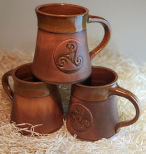 Load image into Gallery viewer, Celtic Mug Triskele Keltik Spiral Tankard 15oz Handmade Ceramic Pottery Coffee Beer Cider Cup Anniversary Christmas Present Collectible Gift - Arts and Beauty Ltd