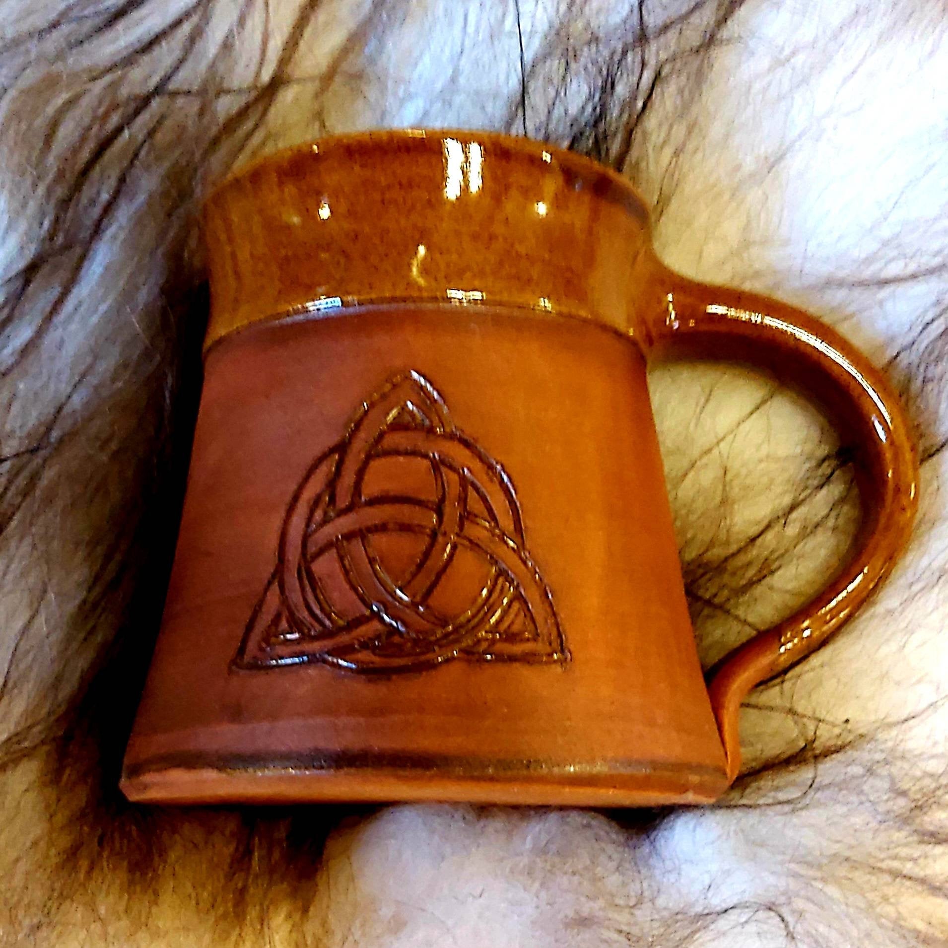 Celtic Mug Trinity Keltik Tankard 15oz Handmade Ceramic Pottery Coffee Beer  Cider Cup Anniversary Christmas Present Collectible Unique Gift