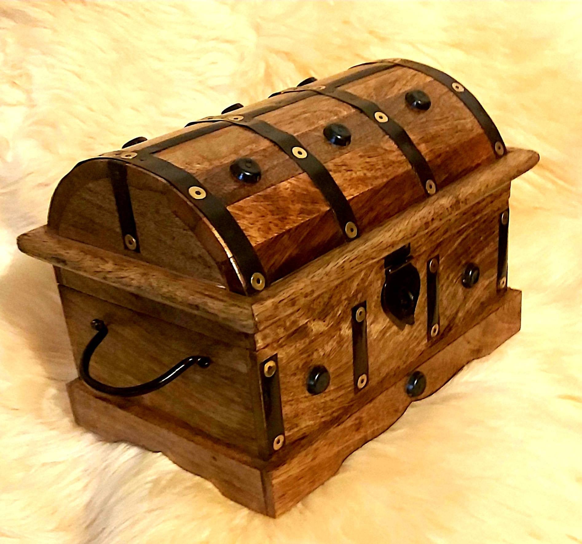 Wooden Chest Medieval Treasure Box Handmade Trunk Historical Rustic Vintage  Design Unique Craft And Special gift