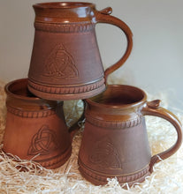 Load image into Gallery viewer, Celtic Mug Trinity Keltik Tankard 20oz Handmade Ceramic Pottery Beer Cider Coffee Cup Anniversary Present Collectible Unique Gift - Arts and Beauty Ltd
