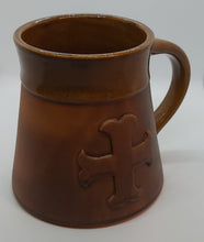 Load image into Gallery viewer, Cross Mug Tankard Medieval 15oz Handmade Ceramic Pottery Coffee Beer Cider  Cup Anniversary Christmas Present Collectible Unique Gift - Arts and Beauty Ltd
