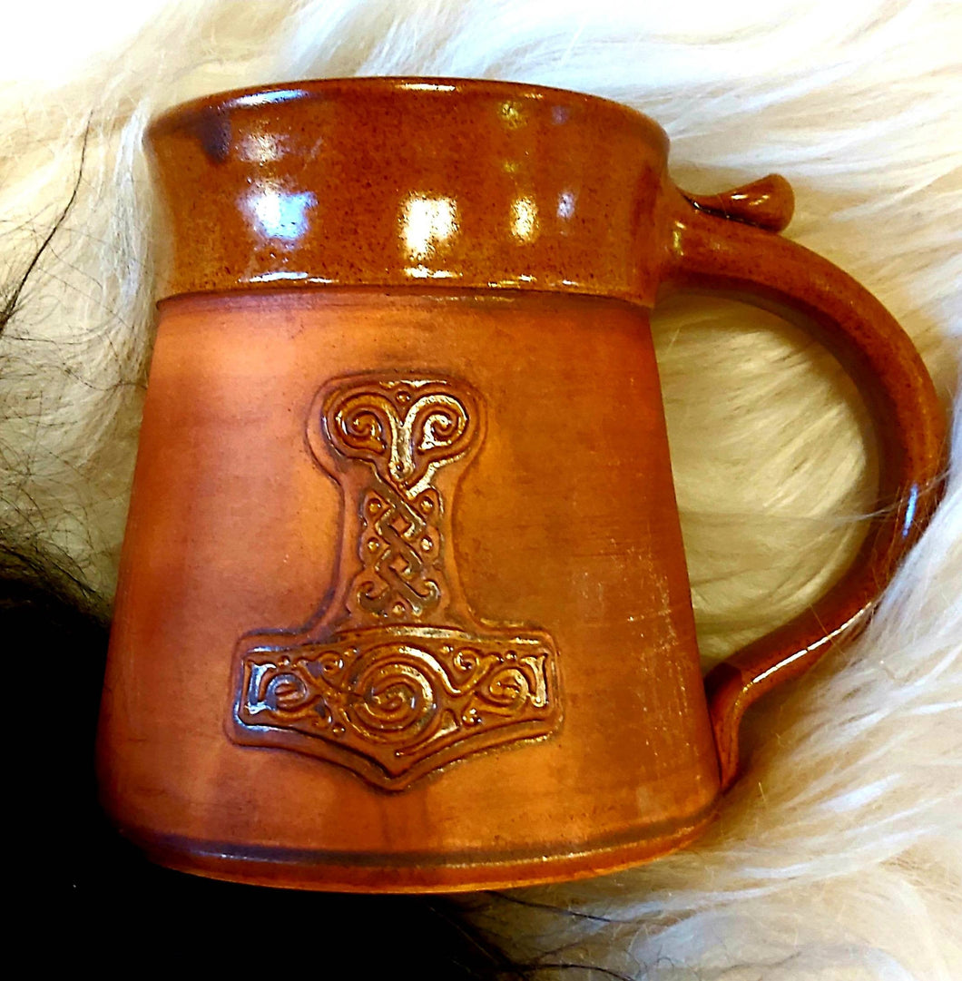 Viking Mug Thor's Hammer Tankard 20oz Pagan Handmade Ceramic Pottery Beer Cider Coffee Cup Anniversary Christmas Present Collectible Unique Gift - Arts and Beauty Ltd