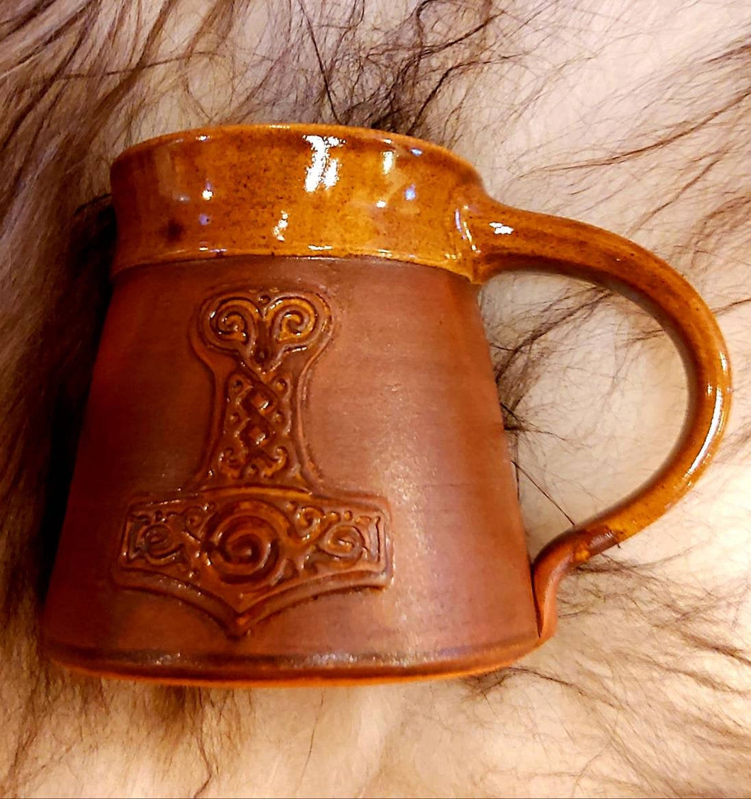 Viking Mug Thor's Hammer Tankard 15oz Handmade Ceramic Pottery Coffee Beer Cider  Cup Anniversary Christmas Present Collectible Unique Gift - Arts and Beauty Ltd