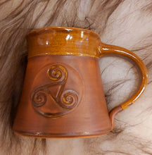 Load image into Gallery viewer, Celtic Mug Triskele   Keltik Spiral Tankard 15oz Handmade Ceramic Pottery Coffee Beer Cider Cup Anniversary Christmas Present Collectible Gift - Arts and Beauty Ltd
