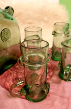 Load image into Gallery viewer, Glass Set Bottle and 4 Shot Glasses 17thC Hand Blown Glass For Liquors Spirits Special Occasions  Anniversary Family Celebrations - Arts and Beauty Ltd
