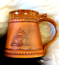 Load image into Gallery viewer, Celtic Mug Trinity Keltik Tankard 20oz Handmade Ceramic Pottery Beer Cider Coffee Cup Anniversary Present Collectible Unique Gift - Arts and Beauty Ltd
