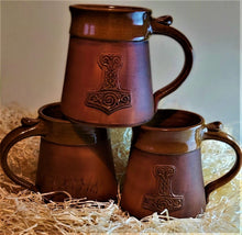 Load image into Gallery viewer, Viking Mug Thor&#39;s Hammer Tankard 20oz Pagan Handmade Ceramic Pottery Beer Cider Coffee Cup Anniversary Christmas Present Collectible Unique Gift - Arts and Beauty Ltd
