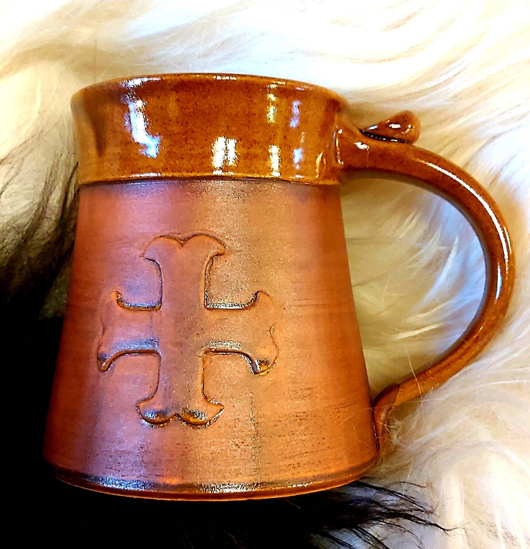 Cross Mug Medieval Tankard 20oz Handmade Ceramic Pottery Beer Cider Coffee Cup Anniversary Christmas Present Collectible Unique Gift - Arts and Beauty Ltd
