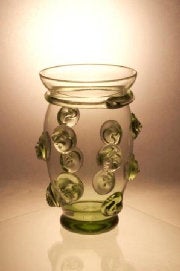 Glass Mug Beaker Krautstrunk with Stickers Handblown Medieval Replica 15th C Unique Collectible Special Gift - Arts and Beauty Ltd